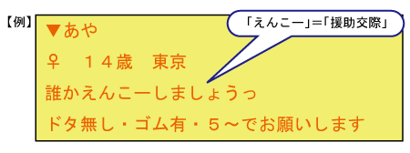 ▼あや ♀ 14歳 東京 誰かえんこーしましょうっ ドタ無し・ゴム有・5~でお願いします